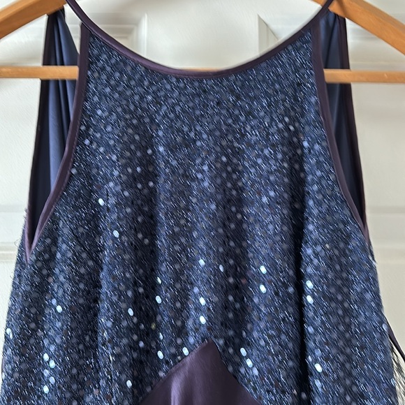 Beautiful satin & sequence tea length gown - Picture 2 of 6